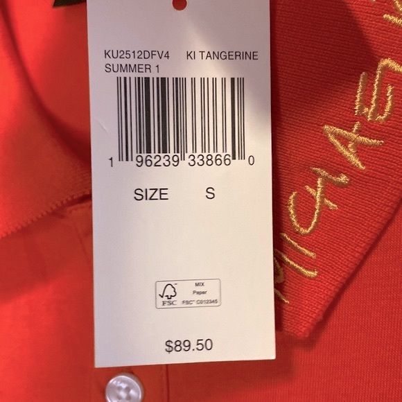 Michael Kors polo shirt NWT! Size S orange with embroidered detail on collar - Picture 5 of 9